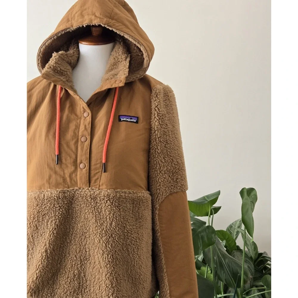 PATAGONIA Shelled RETRO-X Snap Pile Hooded Pullover FLEECE Jacket‎ Womens Medium